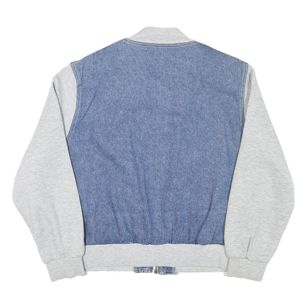 STEFANO Mens Blue & Pink Striped Cotton Blend Bomber Jacket M Casual Retro Zip