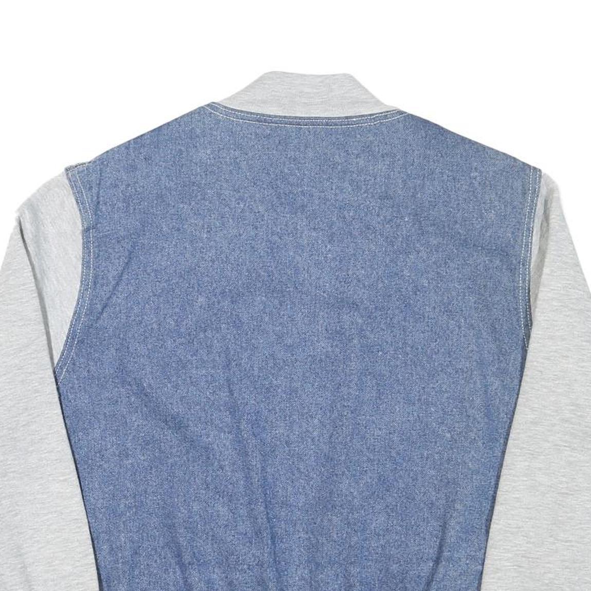 STEFANO Mens Blue & Pink Striped Cotton Blend Bomber Jacket M Casual Retro Zip