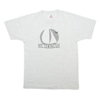FRUIT OF THE LOOM Mens White St Thomas Graphic T-Shirt L Short Sleeve Crew Neck