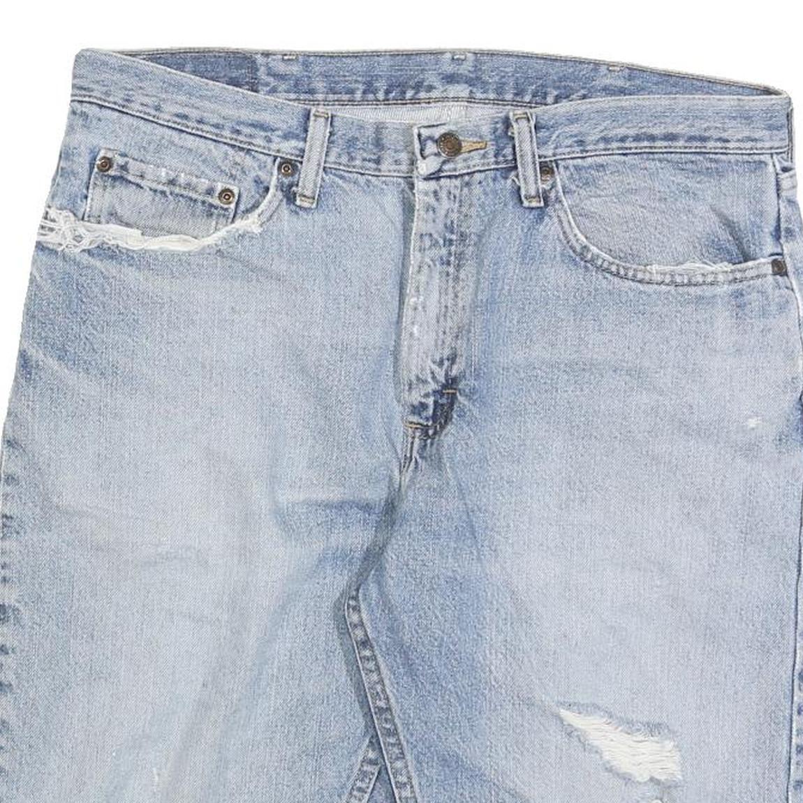 WRANGLER Mens Denim Blue Casual Shorts L W35 Distressed Cotton Blend