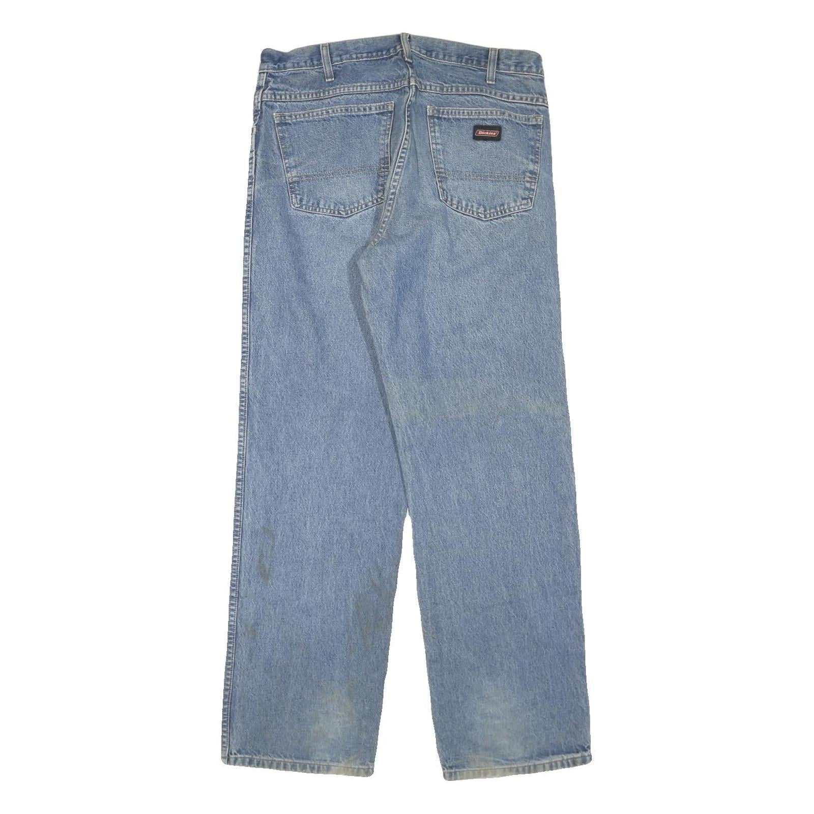 DICKIES Womens Jeans Blue Regular Straight Denim Medium W34 L32 Classic Fit Zip