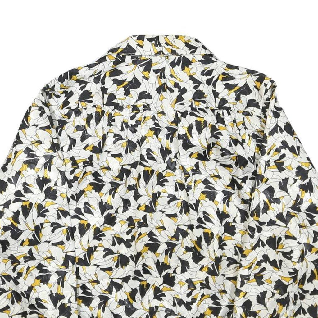 DA-RUE OF CALIFORNIA Womens Black & White Floral Blouse Long Sleeve Collared L