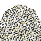 DA-RUE OF CALIFORNIA Womens Black & White Floral Blouse Long Sleeve Collared L