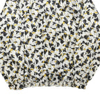 DA-RUE OF CALIFORNIA Womens Black & White Floral Blouse Long Sleeve Collared L