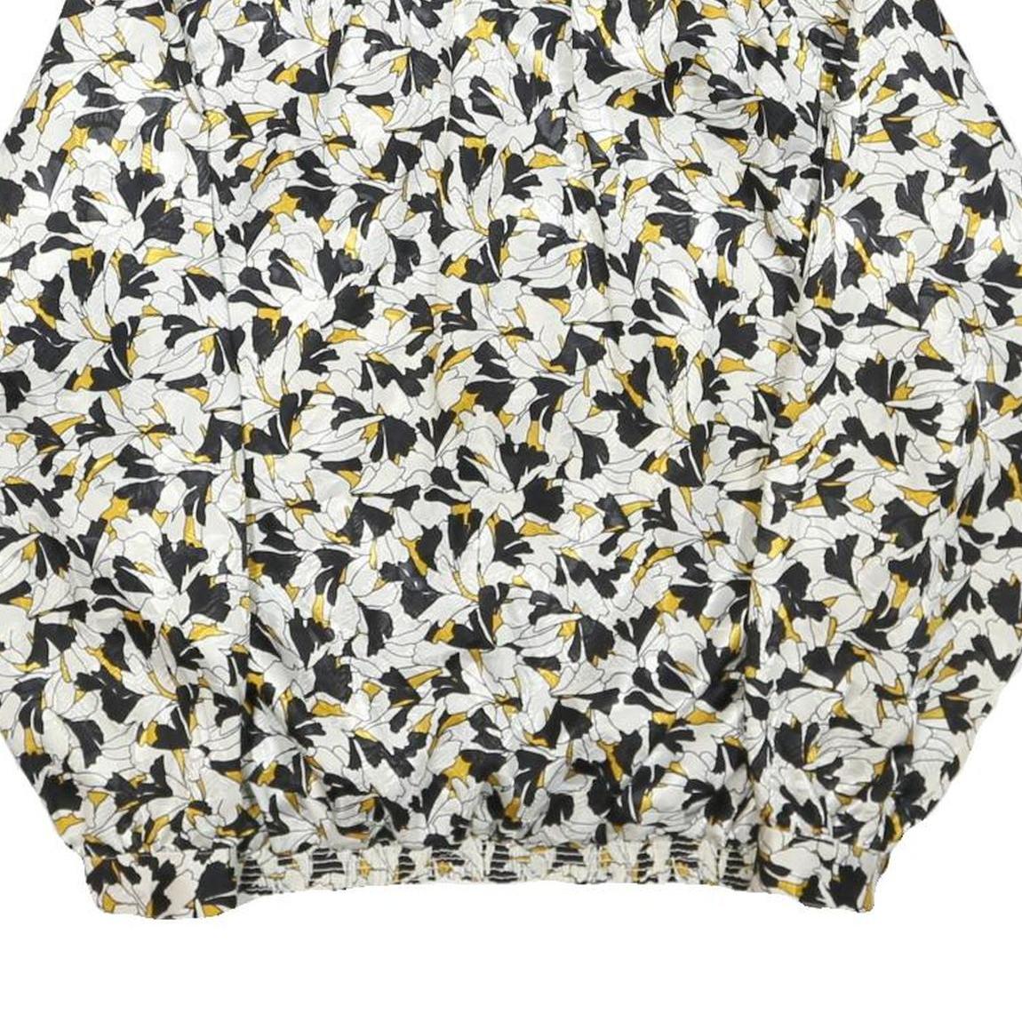 DA-RUE OF CALIFORNIA Womens Black & White Floral Blouse Long Sleeve Collared L