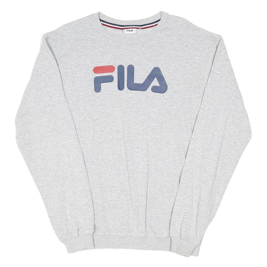 FILA Mens Grey Crew Neck M Sweatshirt Logo Print Cotton Blend Pullover Casual