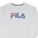FILA Mens Grey Crew Neck M Sweatshirt Logo Print Cotton Blend Pullover Casual