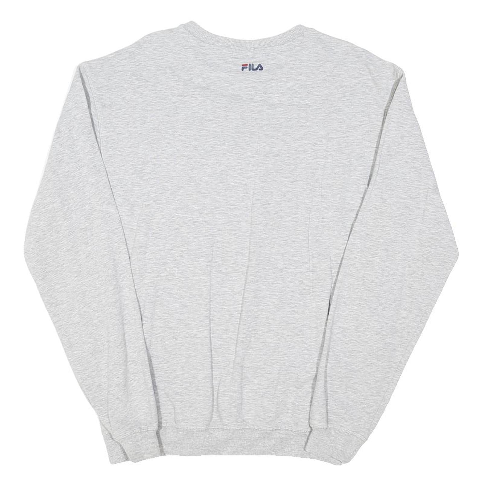 FILA Mens Grey Crew Neck M Sweatshirt Logo Print Cotton Blend Pullover Casual