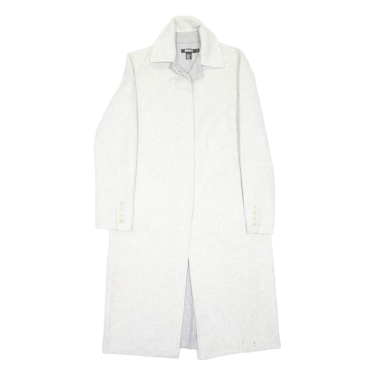DKNY Womens White Wool Blend Classic Jacket S Button Closure Plain Elegant