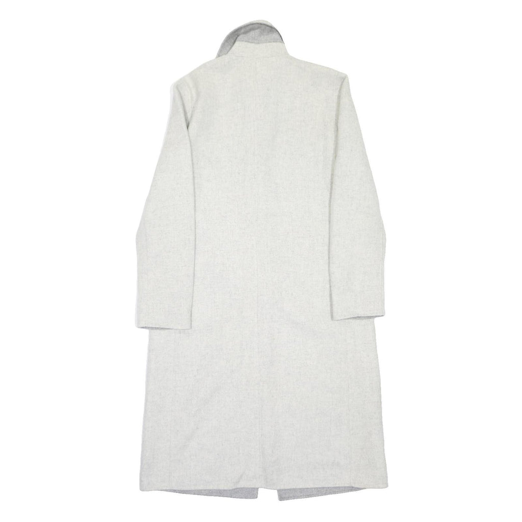 DKNY Womens White Wool Blend Classic Jacket S Button Closure Plain Elegant