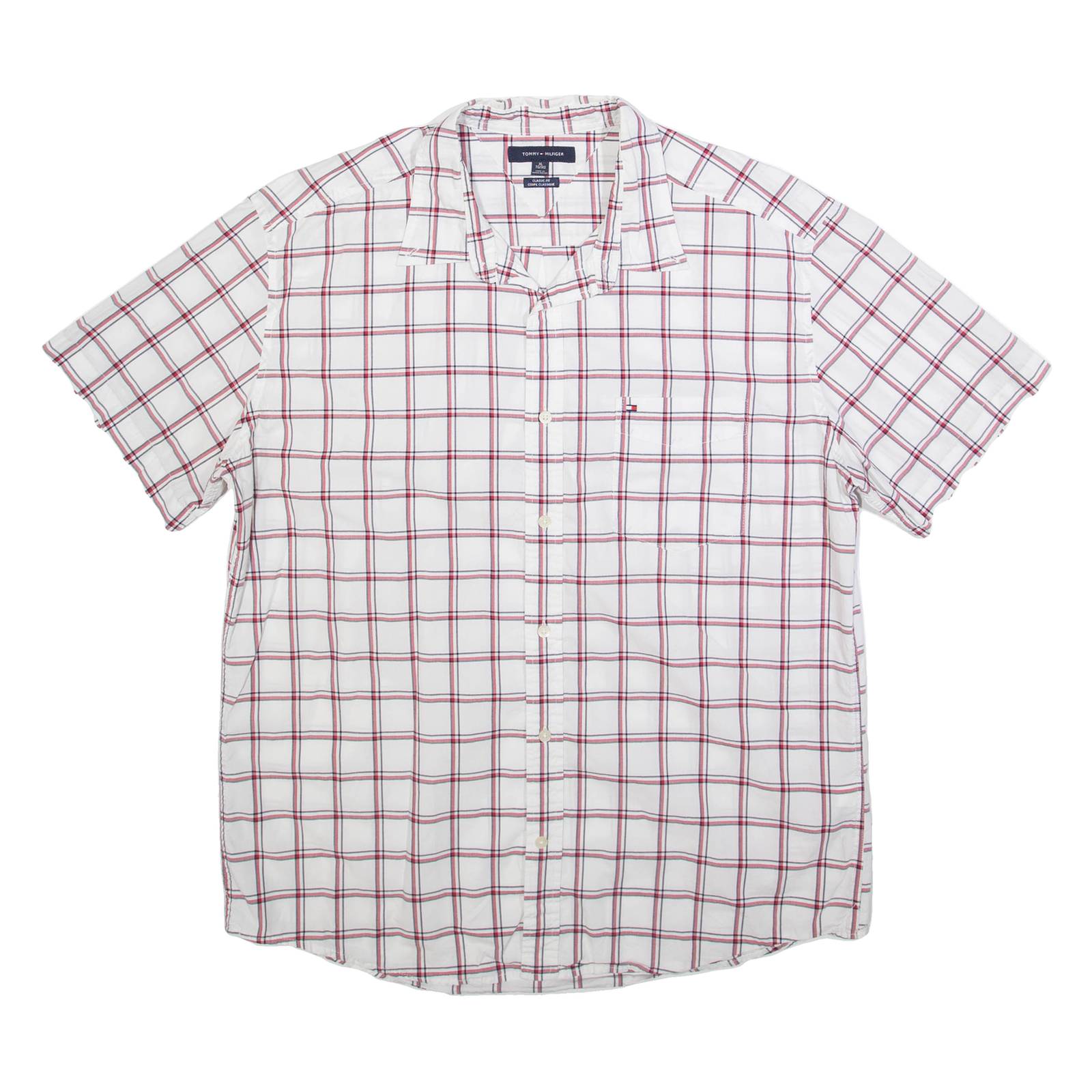 TOMMY HILFIGER Mens Shirt White Check XL