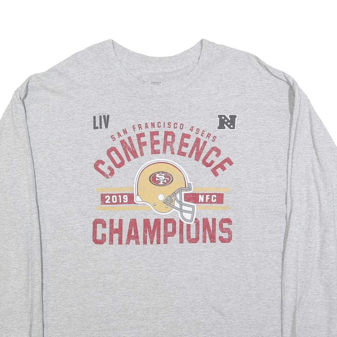 NFL Mens Grey San Francisco 49ers Conference Champions Long Sleeve Crew Neck
