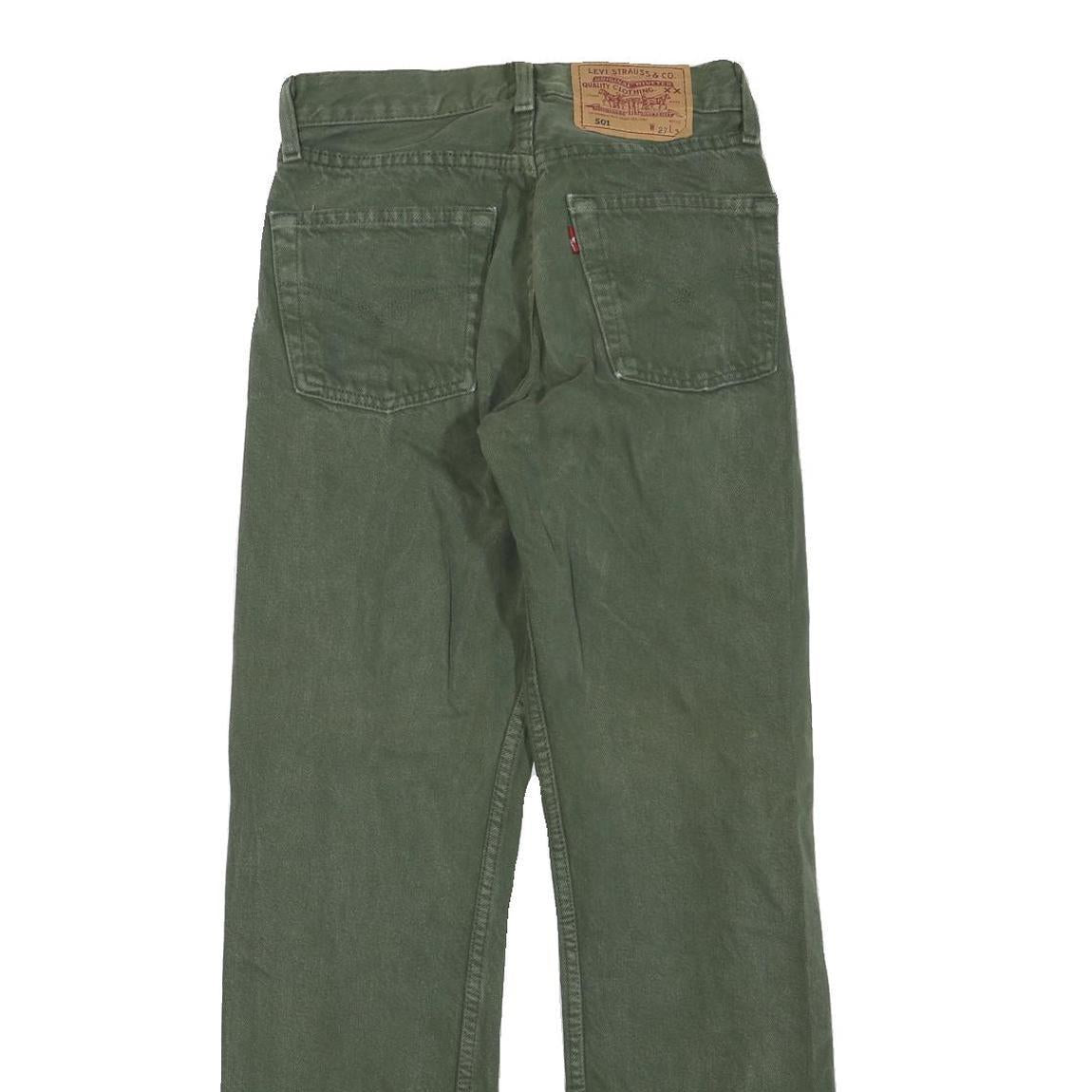 LEVI'S 501 Mens Jeans Green Regular Straight Denim W27 L27 Classic Button Fly