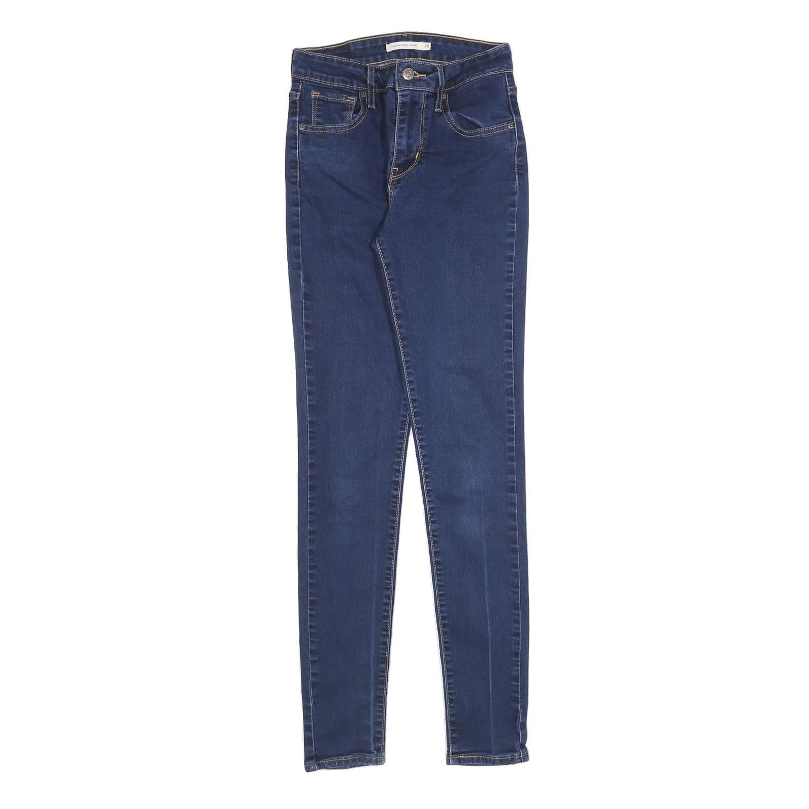 LEVI'S 721 Womens Jeans Blue Slim Skinny Denim Medium W26 L32 Stretch Zip