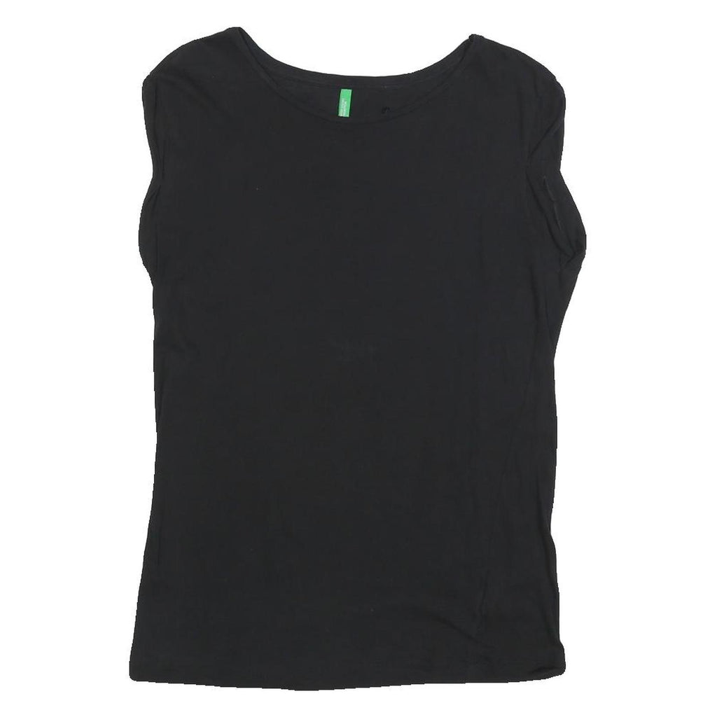 UNITED COLORS OF BENETTON Womens Black T-Shirt S Short Sleeve Round Neck Basic