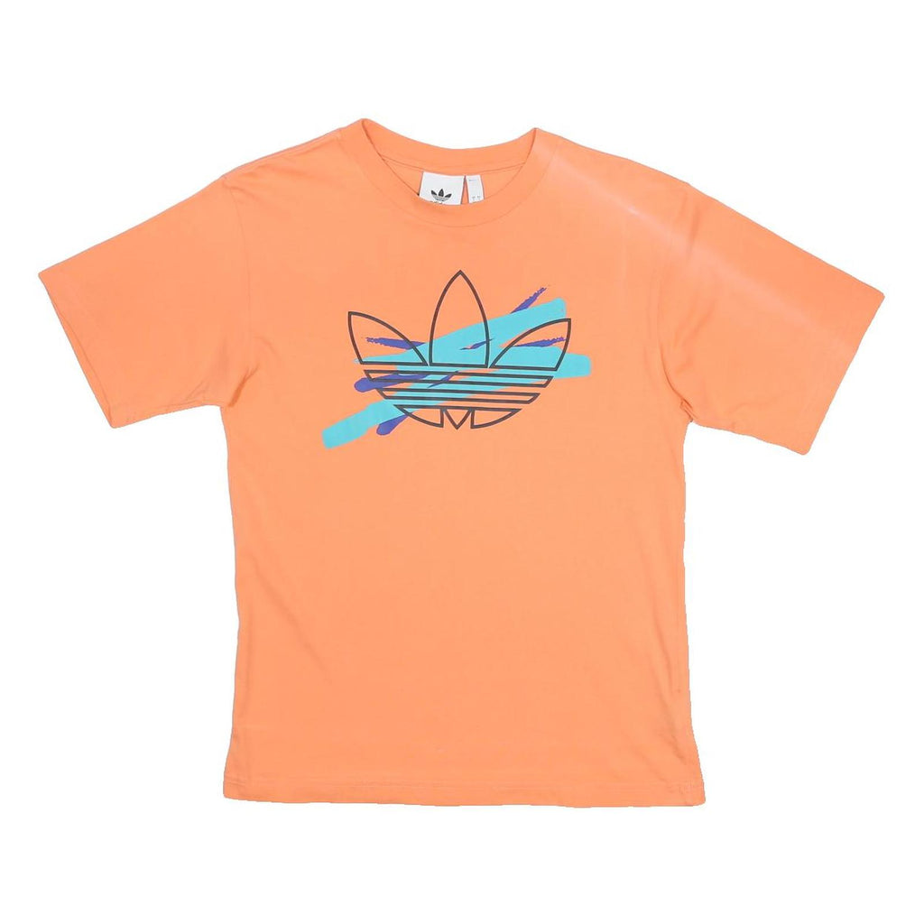 ADIDAS Mens Orange Graphic T-Shirt S Short Sleeve Crew Neck Cotton Casual
