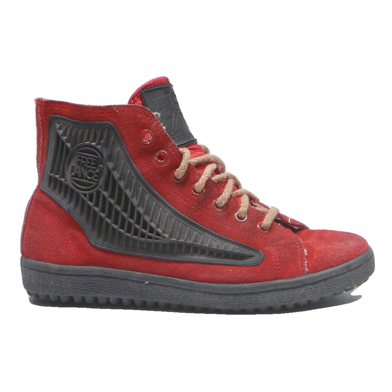 FREE LANCE Womens Red & Black Lace-Up Leather High Top Trainers UK 7 Casual