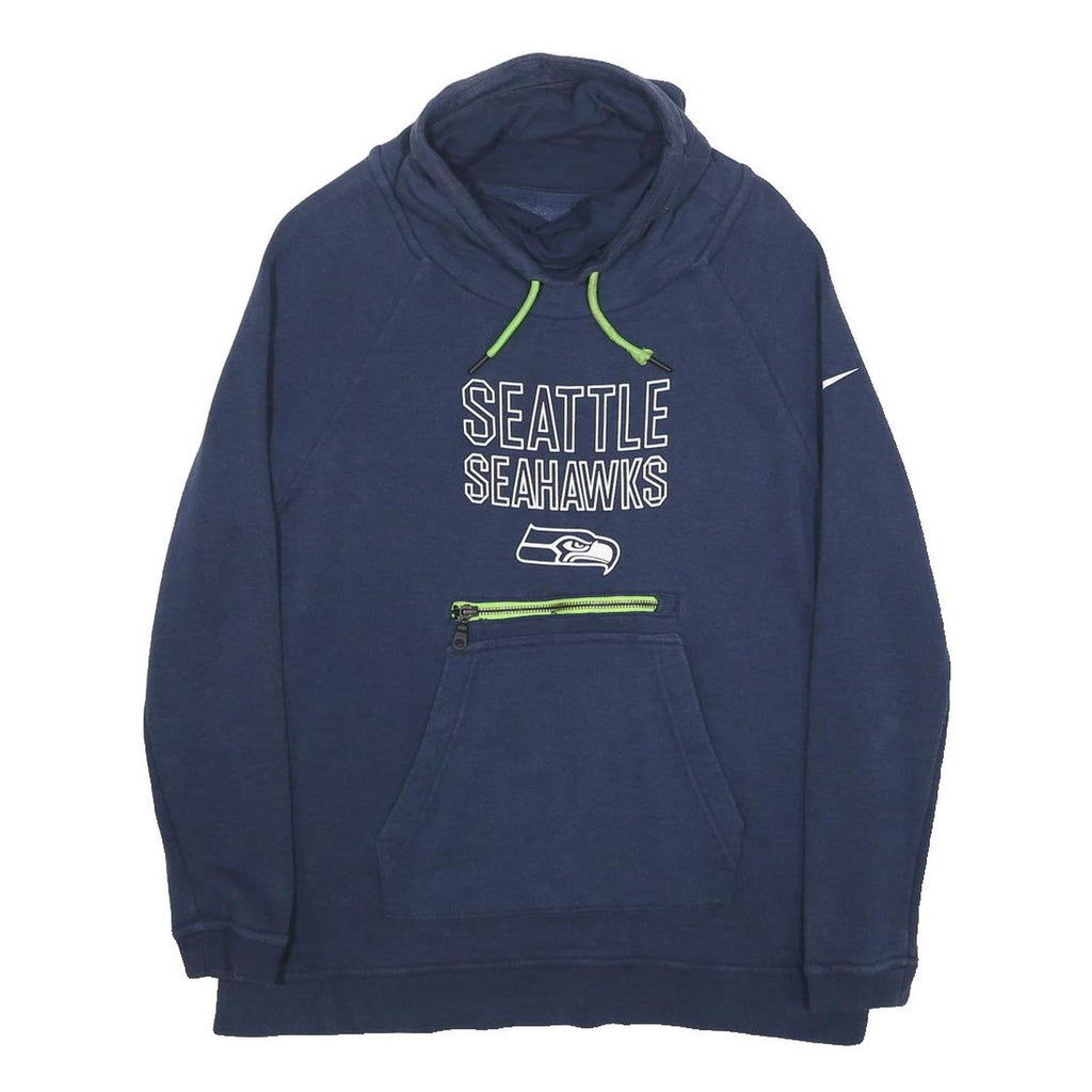 NIKE Womens Blue & Green Seattle Seahawks Crew Neck S Pullover Hoodie Zipped