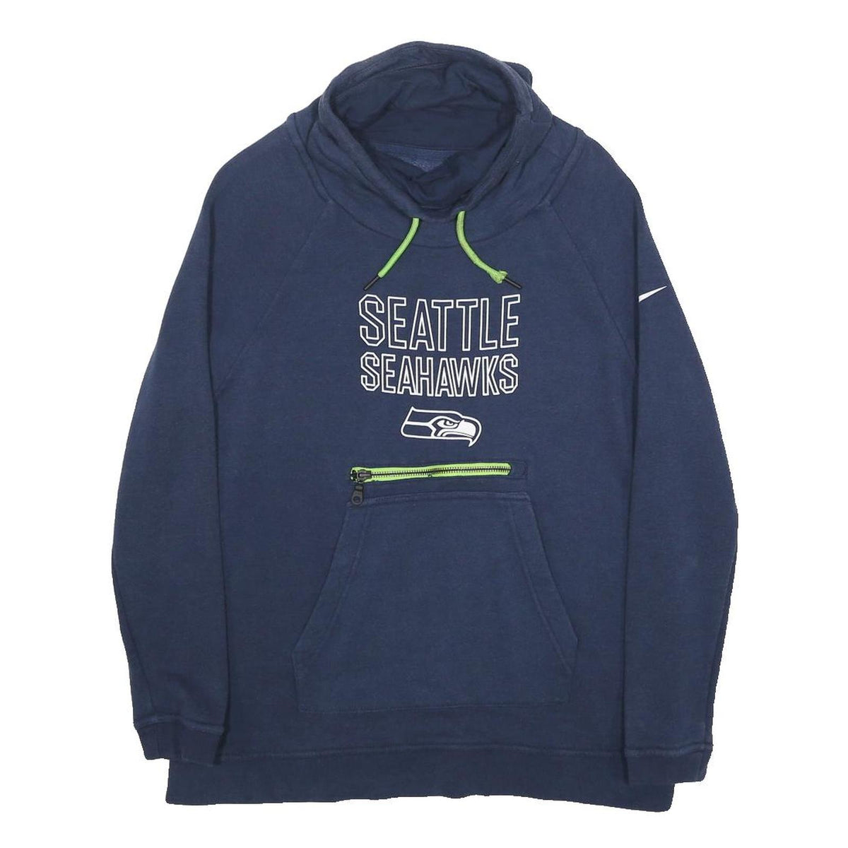 NIKE Womens Blue & Green Seattle Seahawks Crew Neck S Pullover Hoodie Zipped