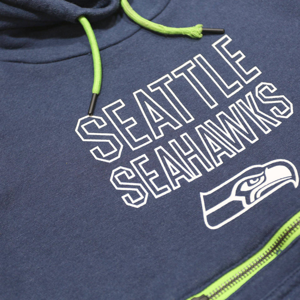 NIKE Womens Blue & Green Seattle Seahawks Crew Neck S Pullover Hoodie Zipped
