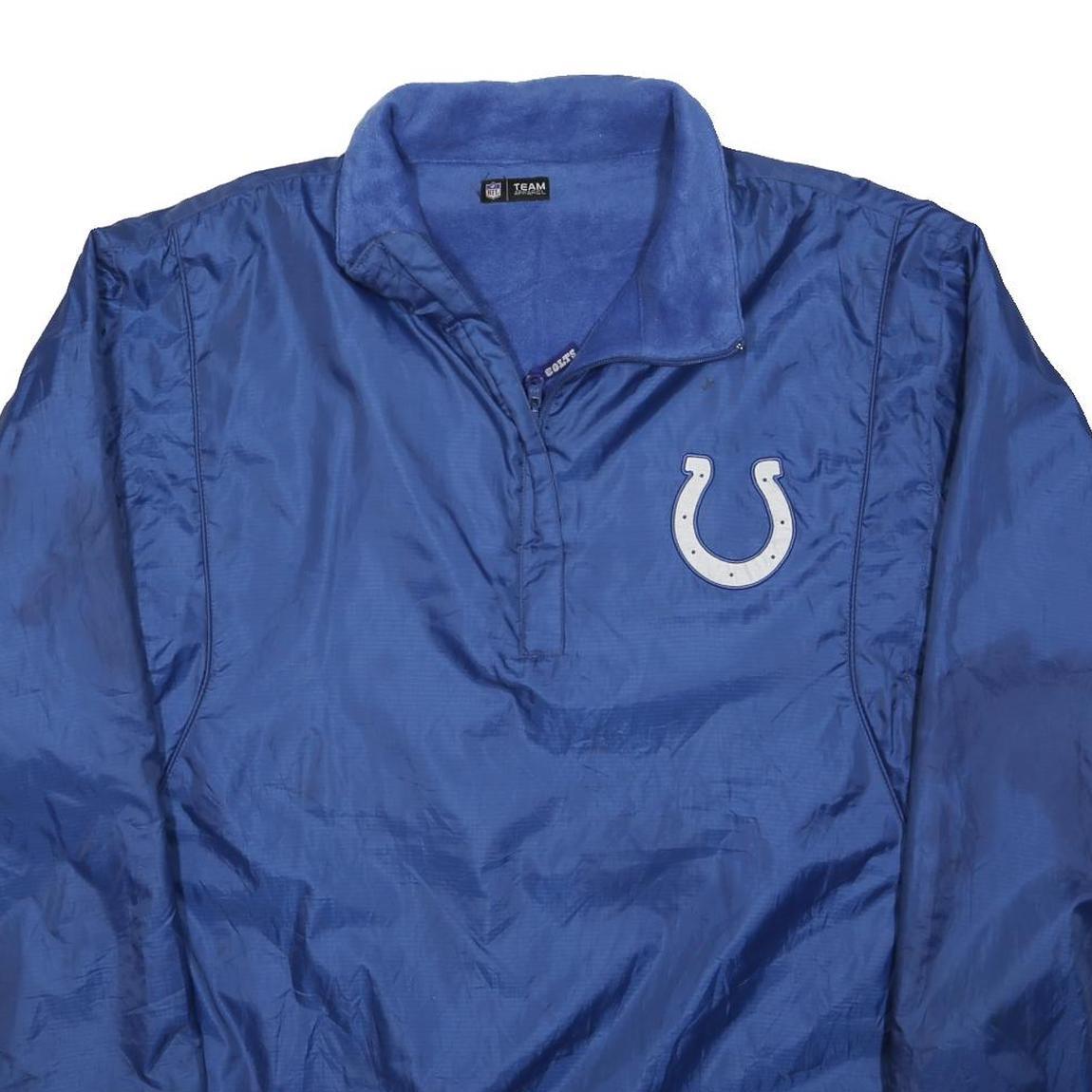 NFL Mens Blue Colts Pullover Jacket XL Polyester Zip Sports Outerwear