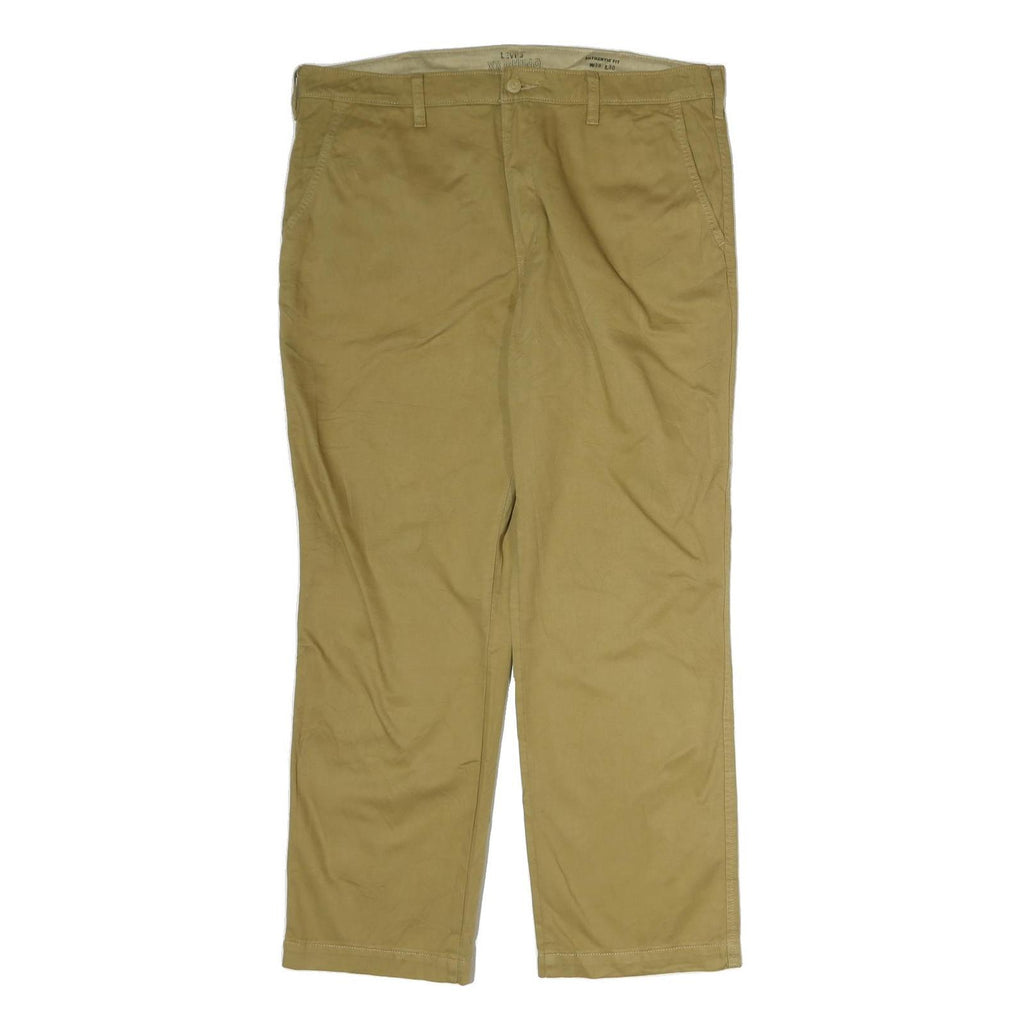 LEVI'S Mens Cotton Beige Regular Fit Straight Leg Trousers W38 L30 Casual Wear
