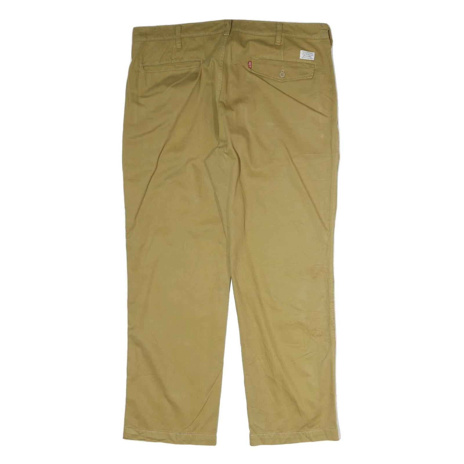 LEVI'S Mens Cotton Beige Regular Fit Straight Leg Trousers W38 L30 Casual Wear