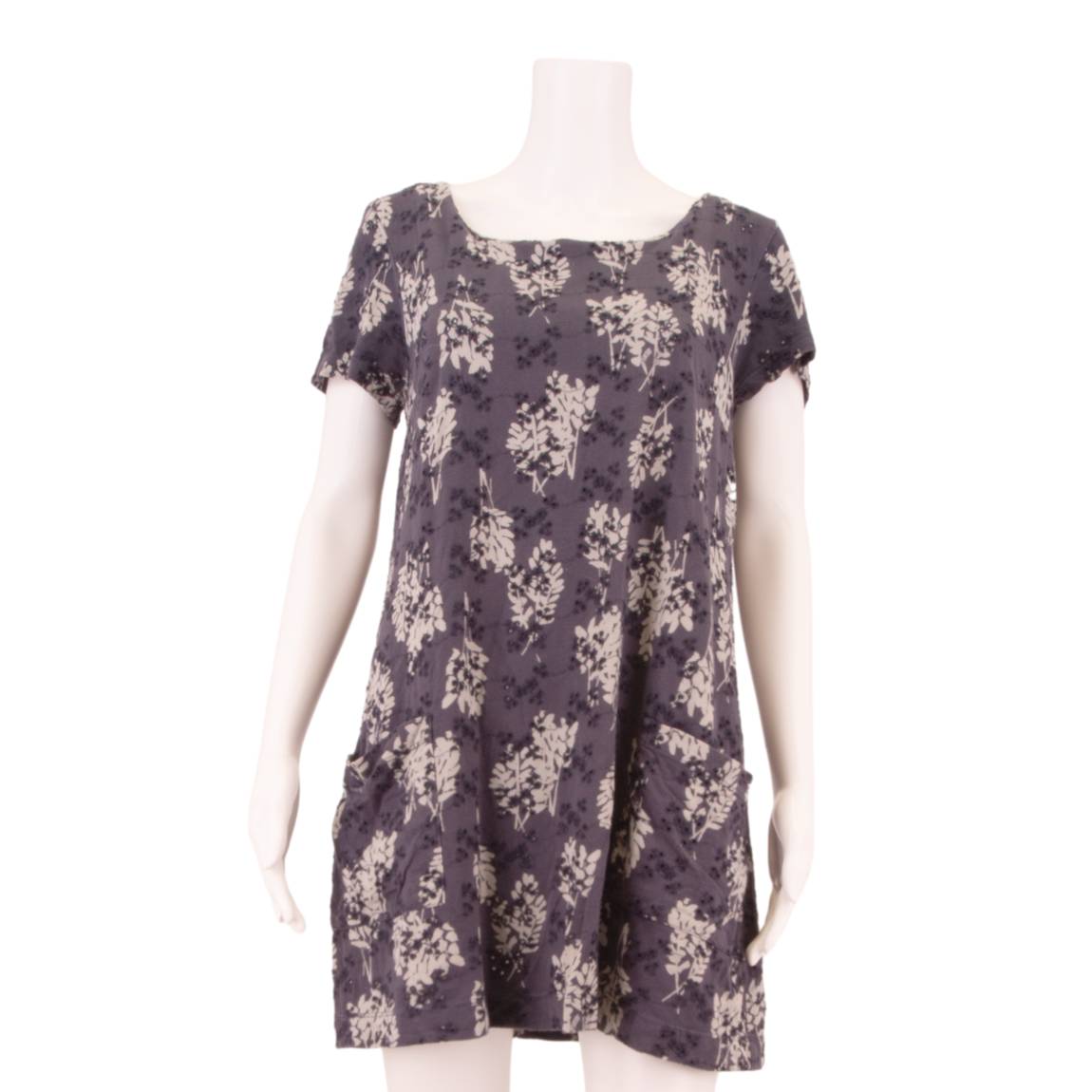 WHITE STUFF Womens T-Shirt Dress Blue Floral Short Sleeve Short UK 14