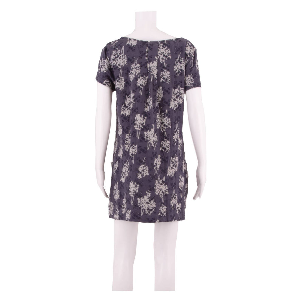 WHITE STUFF Womens T-Shirt Dress Blue Floral Short Sleeve Short UK 14