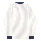 FILA Womens White & Navy Blue Striped Long Sleeve Polo Shirt XL Cotton Blend