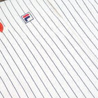 FILA Womens White & Navy Blue Striped Long Sleeve Polo Shirt XL Cotton Blend