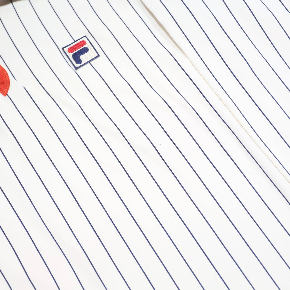 FILA Womens White & Navy Blue Striped Long Sleeve Polo Shirt XL Cotton Blend