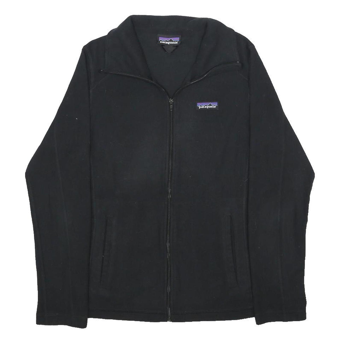 PATAGONIA Womens Black Jacket M Polyester Zip Plain Casual Outerwear