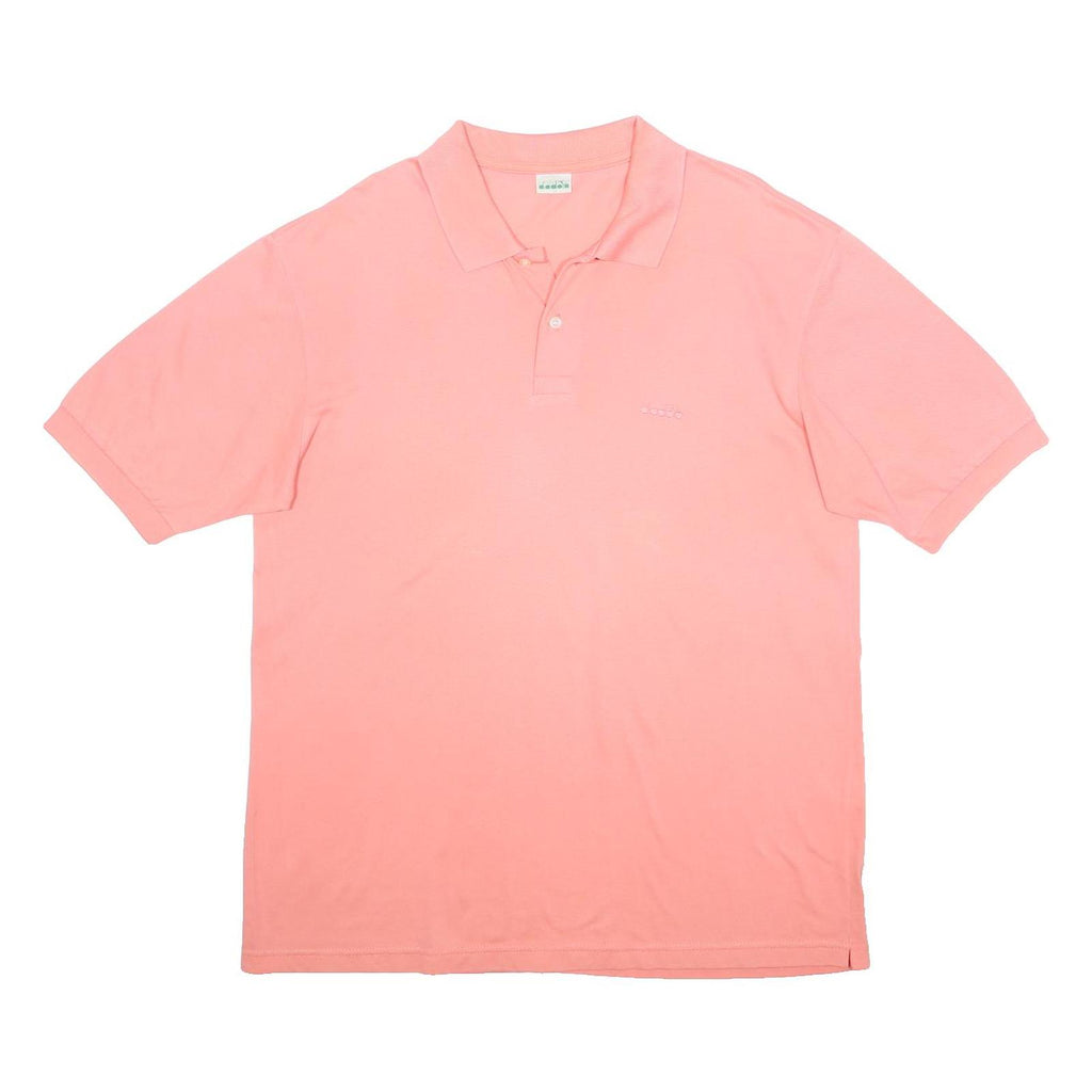 DIADORA Mens Pink Polo Shirt XL Cotton Short Sleeve Basic Casual Wear