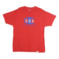 CHAMPION Mens Red USA Graphic T-Shirt L Short Sleeve Crew Neck Cotton