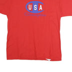 CHAMPION Mens Red USA Graphic T-Shirt L Short Sleeve Crew Neck Cotton