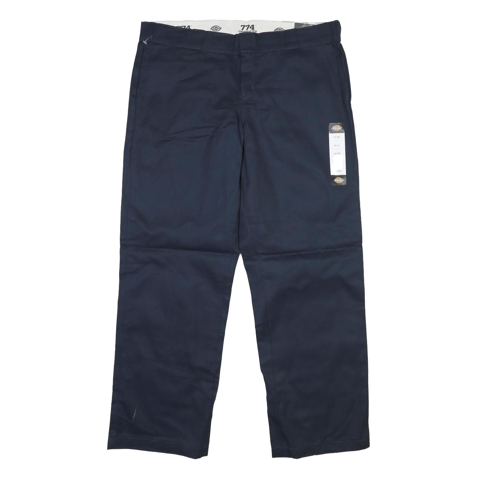 DICKIES Mens Regular Fit Navy Blue Cotton Blend Trousers W40 L32 Workwear Zip