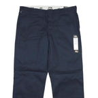 DICKIES Mens Regular Fit Navy Blue Cotton Blend Trousers W40 L32 Workwear Zip