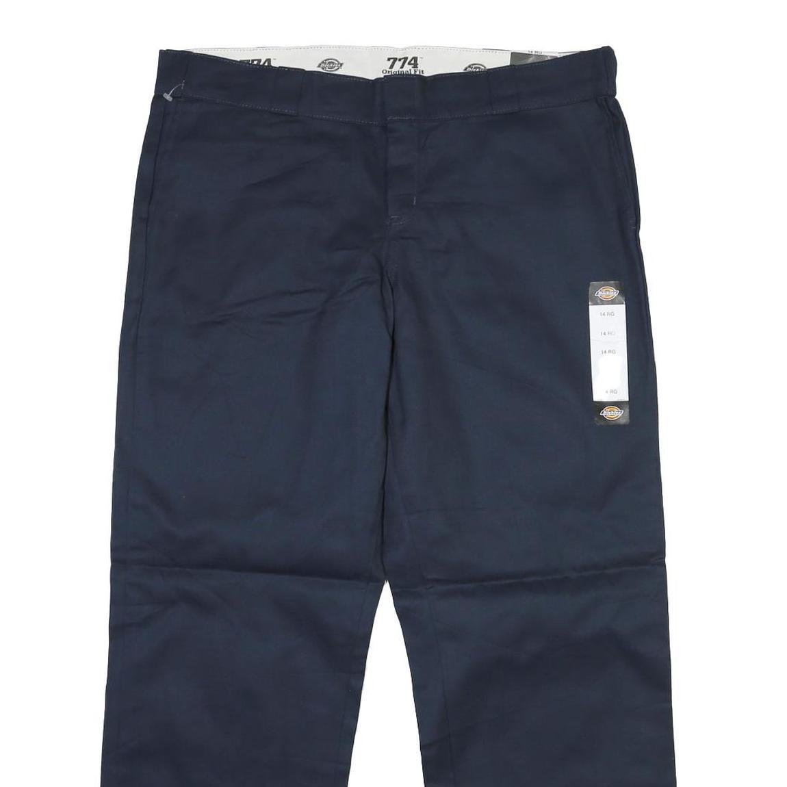 DICKIES Mens Regular Fit Navy Blue Cotton Blend Trousers W40 L32 Workwear Zip