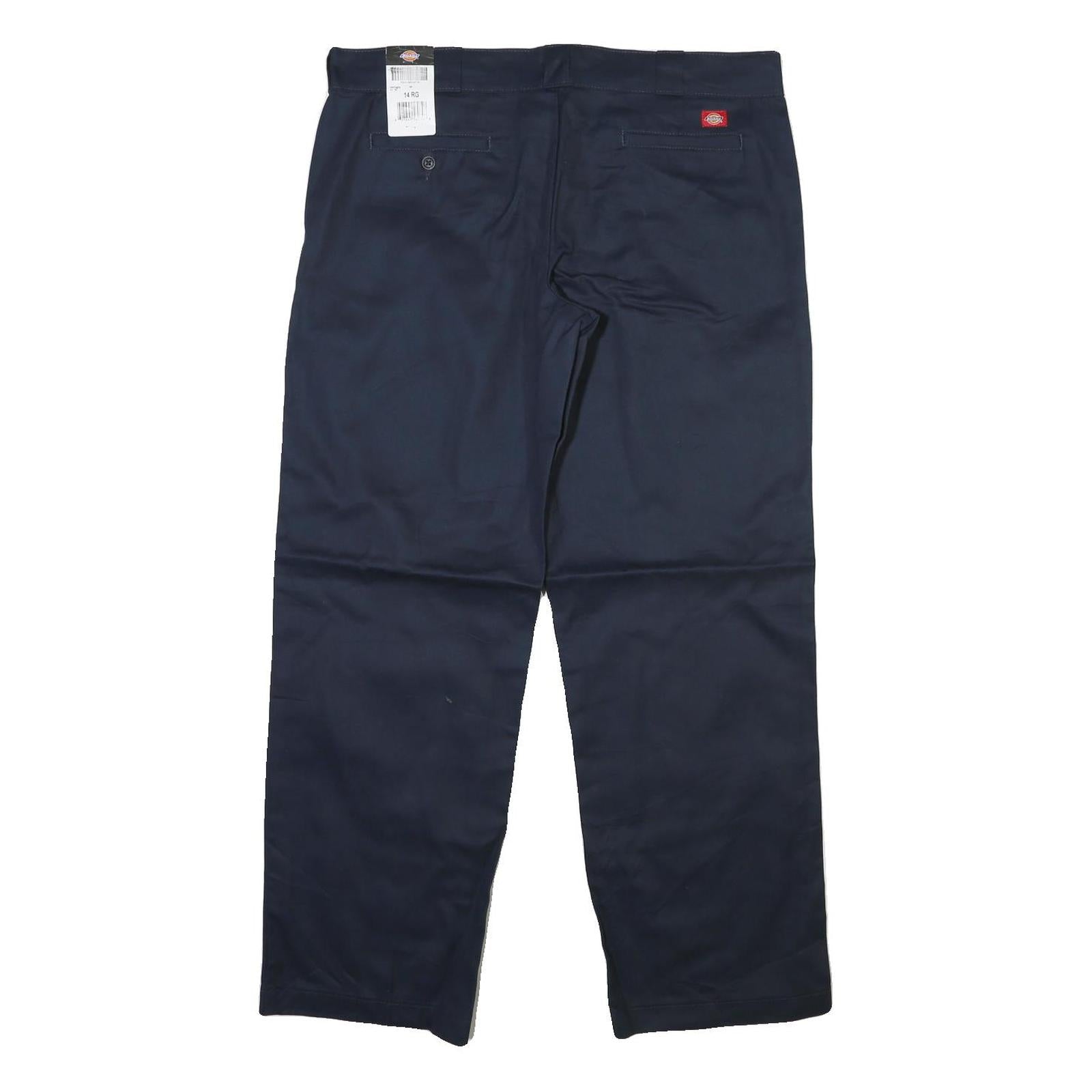 DICKIES Mens Regular Fit Navy Blue Cotton Blend Trousers W40 L32 Workwear Zip