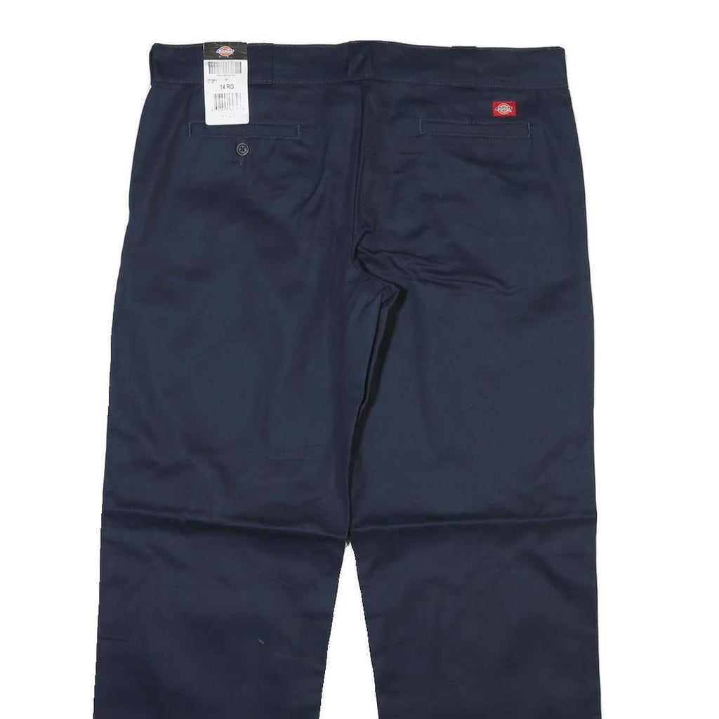 DICKIES Mens Regular Fit Navy Blue Cotton Blend Trousers W40 L32 Workwear Zip