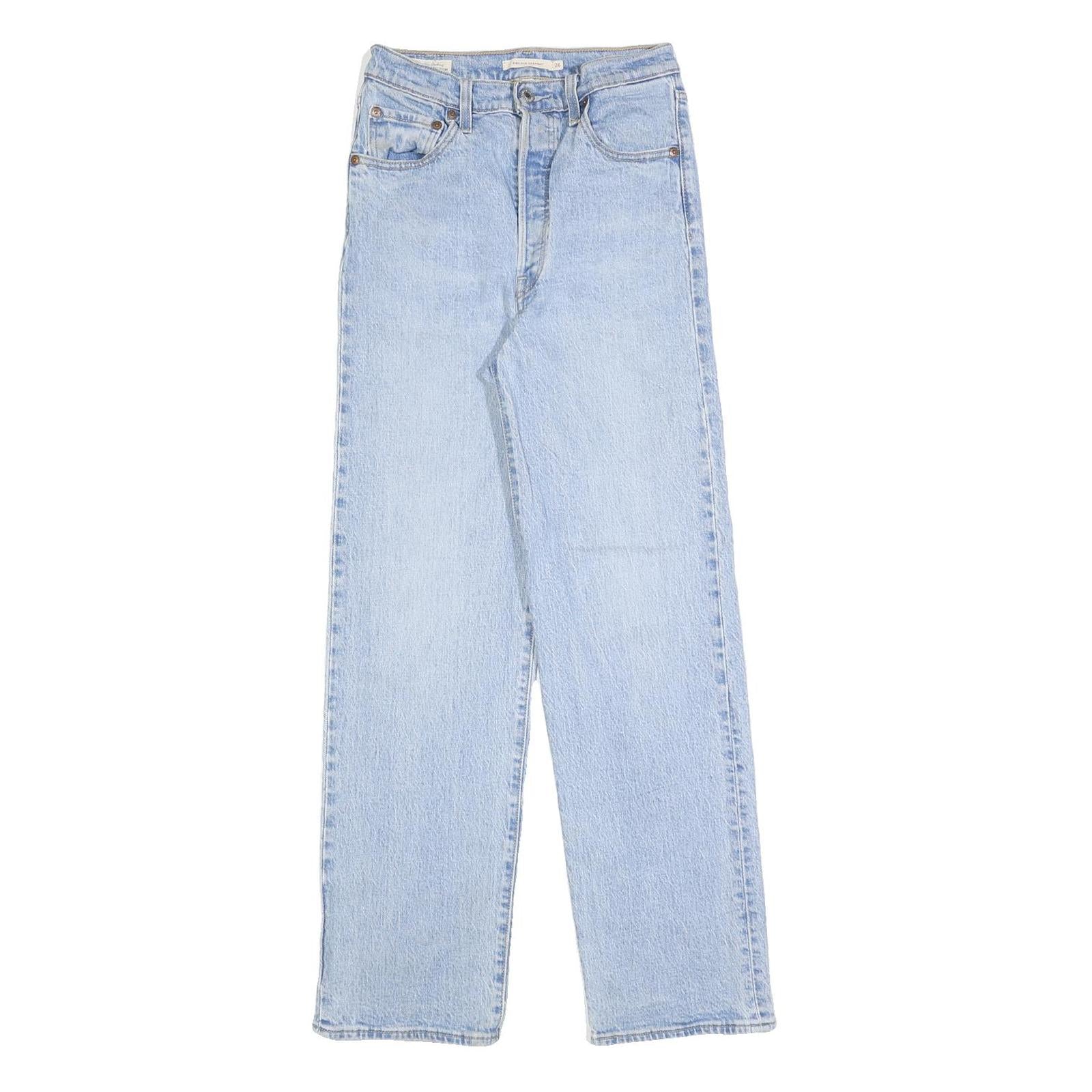 LEVI'S Womens Regular Fit Straight Leg Denim Light Blue Cotton Blend Button W26
