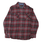 JACHS Mens Red Grey Plaid Cotton Blend Shirt M Casual Long Sleeve