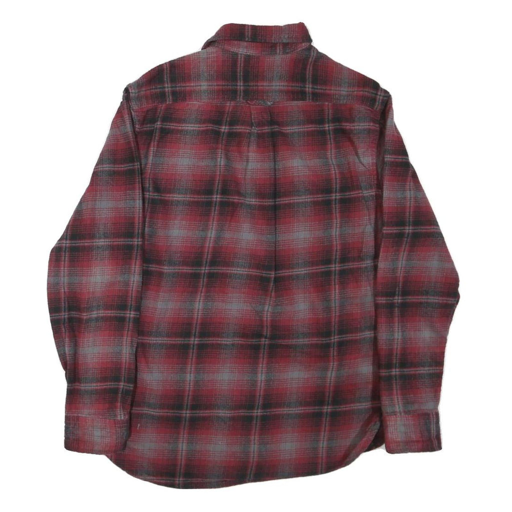 JACHS Mens Red Grey Plaid Cotton Blend Shirt M Casual Long Sleeve