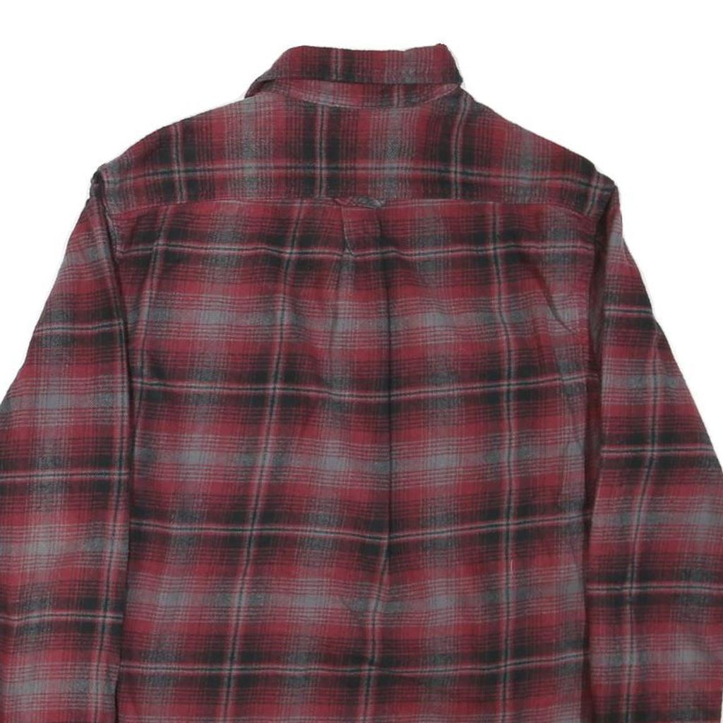 JACHS Mens Red Grey Plaid Cotton Blend Shirt M Casual Long Sleeve