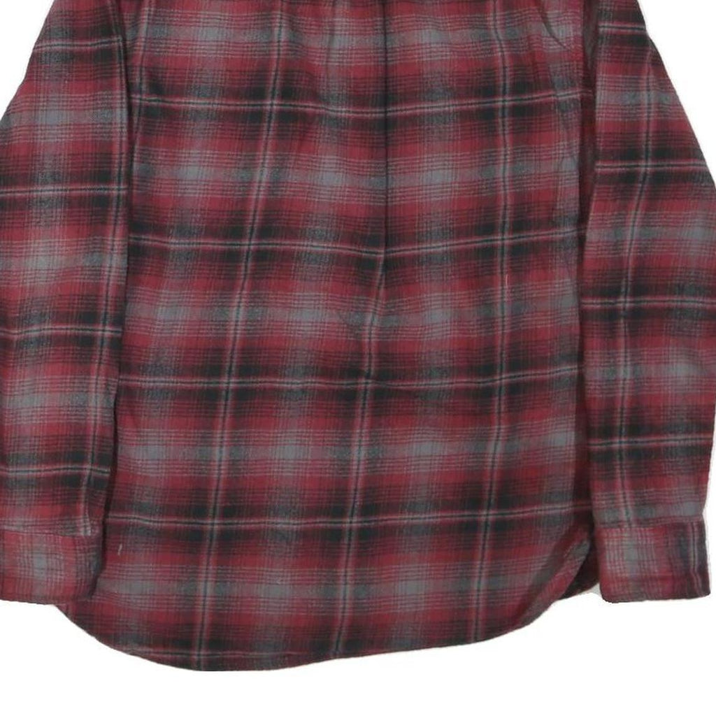 JACHS Mens Red Grey Plaid Cotton Blend Shirt M Casual Long Sleeve