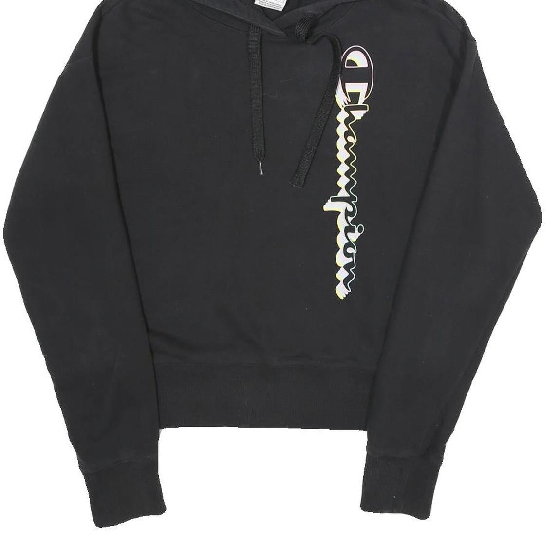 CHAMPION Womens Black Pullover Hoodie M Cotton Blend Casual Streetwear