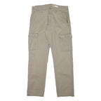 WRANGLER Mens Cotton Blend Beige Relaxed Cargo Trousers W32 L31 Zip Closure