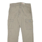 WRANGLER Mens Cotton Blend Beige Relaxed Cargo Trousers W32 L31 Zip Closure