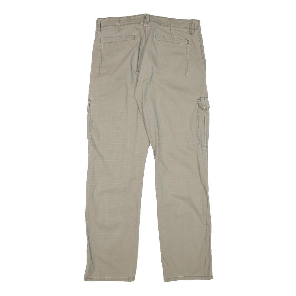 WRANGLER Mens Cotton Blend Beige Relaxed Cargo Trousers W32 L31 Zip Closure